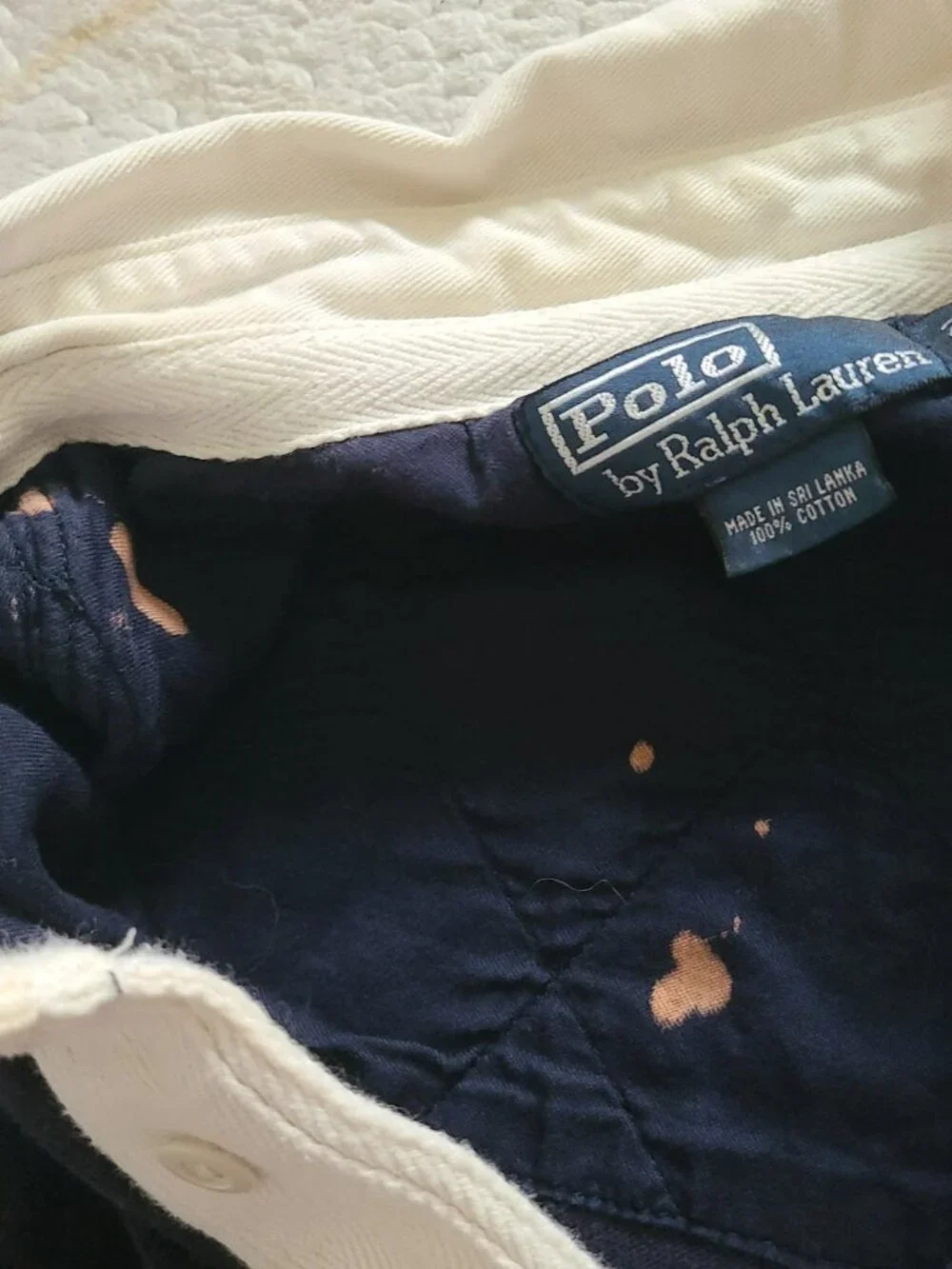 Vtg Polo Ralph Lauren Rugby Shirt 2LT Tall Navy Cream Elbow Patch Big & Tall